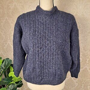 Rue Saint-Patrick Size XL Navy Blue 100% Wool Long Sleeve Crew Neck Sweater